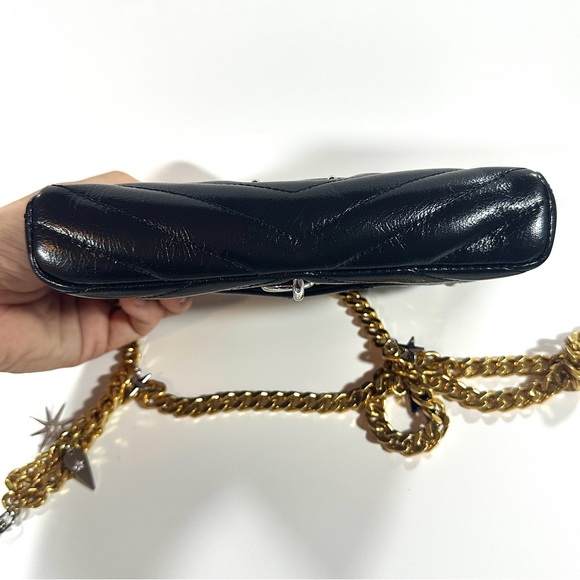 New Rebecca Minkoff Edie Leather Crossbody Bag Black Celestial Charm Quilted - Picture 14 of 14